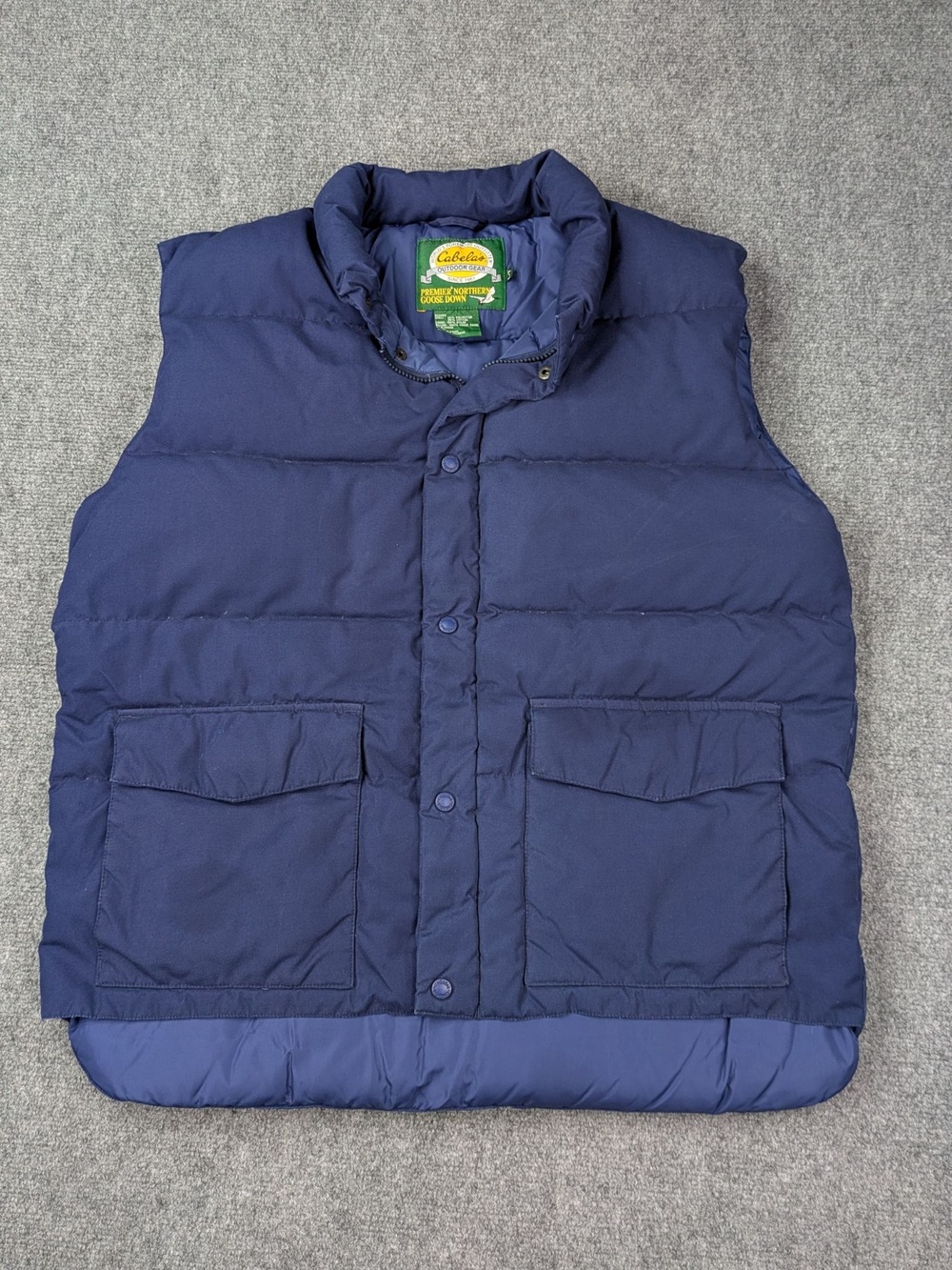 Cabelas Vest Mens LT Large Tall Blue Goose Down Puffer Canvas Quilted Insulated